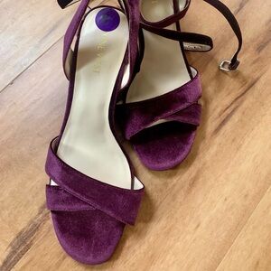 Nine West purple velvet strappy wedges